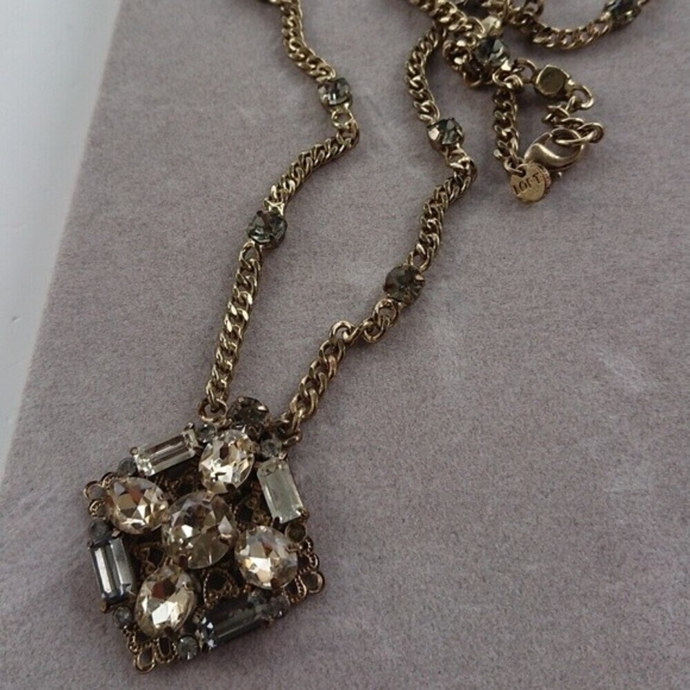 Loft Gold Necklace with Rhinestone Pendant - Picture 6 of 8